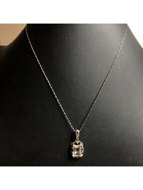 B3657 Boma Sterling Silver oxidized White Topaz Filigree Pendant Necklace 16"
